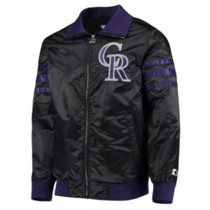 MLB Starter Colorado Rockies Black Satin Varsity Jacket