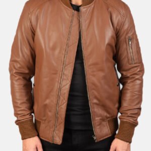 Mens Bomia Ma-1 Brown Leather Bomber Jacket