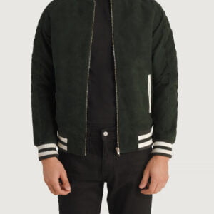 Pascal Green Suede Varsity Jacket