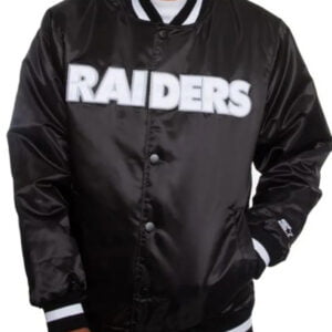 NFL Las Vegas Raiders Black and White Satin Jacket