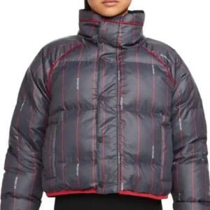 Ted Lasso S03 Keeley Jones Striped Black Puffer Jacket