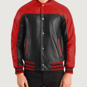 Terrance Black & Red Leather Varsity Jacket