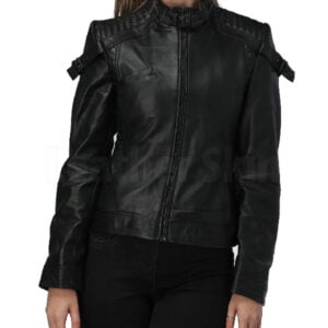 Katniss Black Quilted Leather Jacket