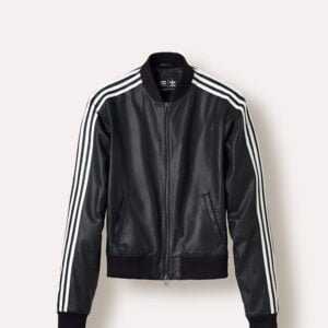 Adidas X Pharrell Williams White Stripes In Sleeves Leather Jacket