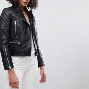 All Saints Black Quilted Leather Jacket