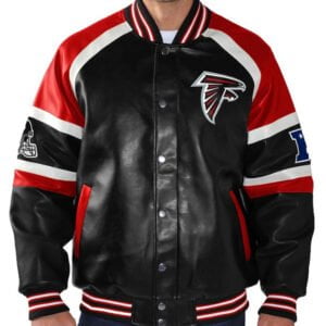 Atlanta Falcons Sports Black And Red Leather Jacket