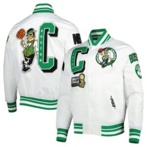 Boston Celtics Pro Standard White Mash-Up Satin Jacket