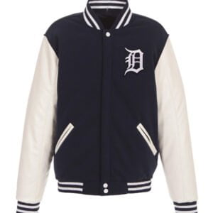 Detroit Tigers Blue And White Wool Varsity Jacket