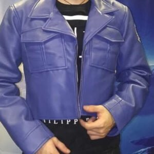Dragon Ball Z Capsule Corp Future Trunks Blue Leather Jacket