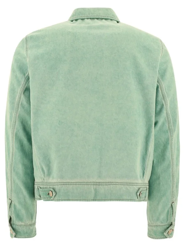 Men Overshirt Green Denim Jacket