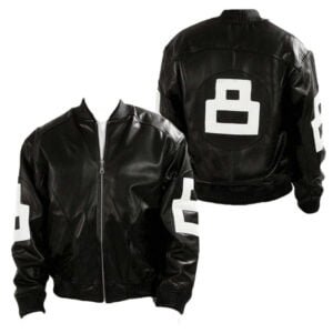 Men's 8 Ball Black Bomber Leather Jacket