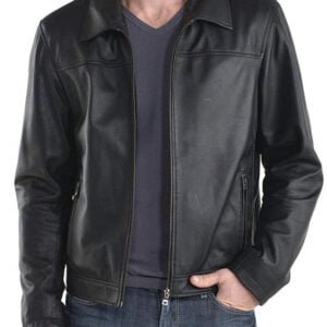 Men's Classic Genuine Cowhide Black Leather Jacket
