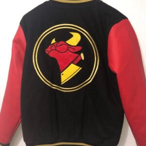 Men's Cow Chop Og Black And Red Varsity Jacket