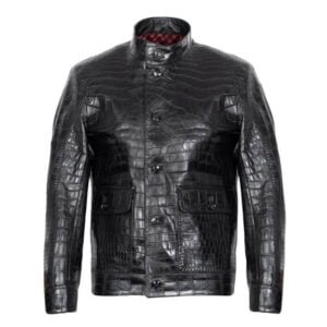 Men's Crocodile Classic Black Leather Jacket