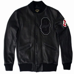 Men's OVO X Roots Black Varsity Leather Jacket