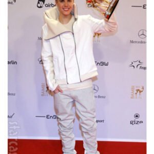 Singer Justin Bieber White Quilted Jacket