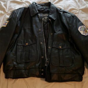 Vintage Chicago Police Black Leather Jacket