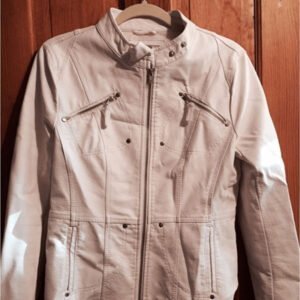 Dress Barn White Ruffle Leather Jacket