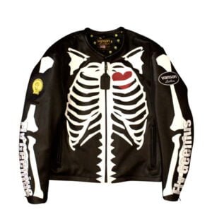 Vanson X FG Bone Black Leather Jacket