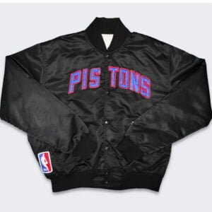 80s Detroit Pistons Black Bomber Satin Jacket