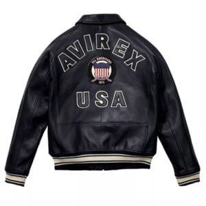 Avirex American Flight Black Bomber Leather Jacket