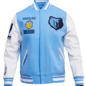 Memphis Grizzlies NBA Blue And White Wool Varsity Jacket