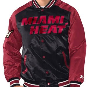 Miami Heat Renegade Black And Red Varsity Satin Jacket