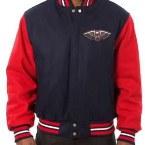 New Orleans Pelicans Navy And Red Wool Varsity Jacket