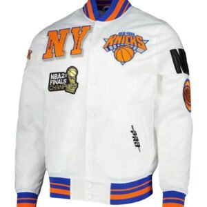 New York Knicks 2x Finals Champions Mash Up Capsule White Jacket