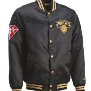 New York Knicks 75th Anniversary Black And Gold Satin Jacket