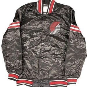 Portland Trail Blazers Pick And Roll Black Satin Jacket