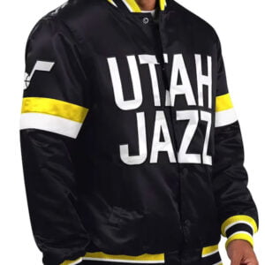 Utah Jazz Home Game Black Varsity Satin Jacket