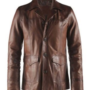 Classic 70s Hitman Brown Leather Jacket