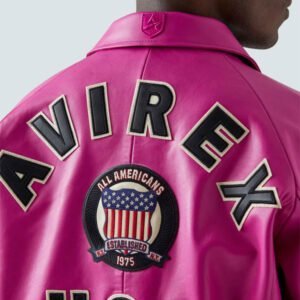 Icon Dark Pink AVIREX Leather Jacket