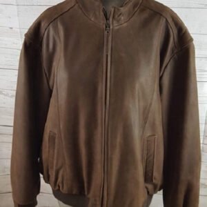 Joseph A Bank Brown Leather Bomber Jacket