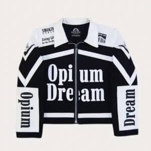 NLE Choppa DOPE Opium Dreams Racing Black Leather Jacket
