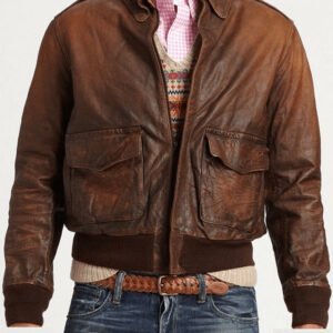 Polo Ralph Lauren Mens Brown Bomber Leather Jacket