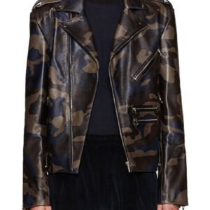 Pyer Moss Camoflage Black Leather Jacket