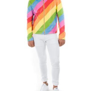 Slim Fit Gay Pride Rainbow Flag Leather Jacket