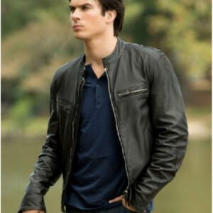 Damon Salvatore Vampire Diaries Leather Jacket