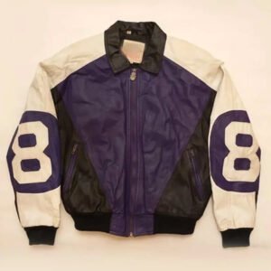 Purple And Black Michael Hoban 8 Ball Leather Jacket