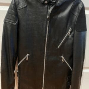 7 Diamonds Black Biker Brando Leather Jacket